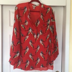 Banana Republic Parrot Blouse XL